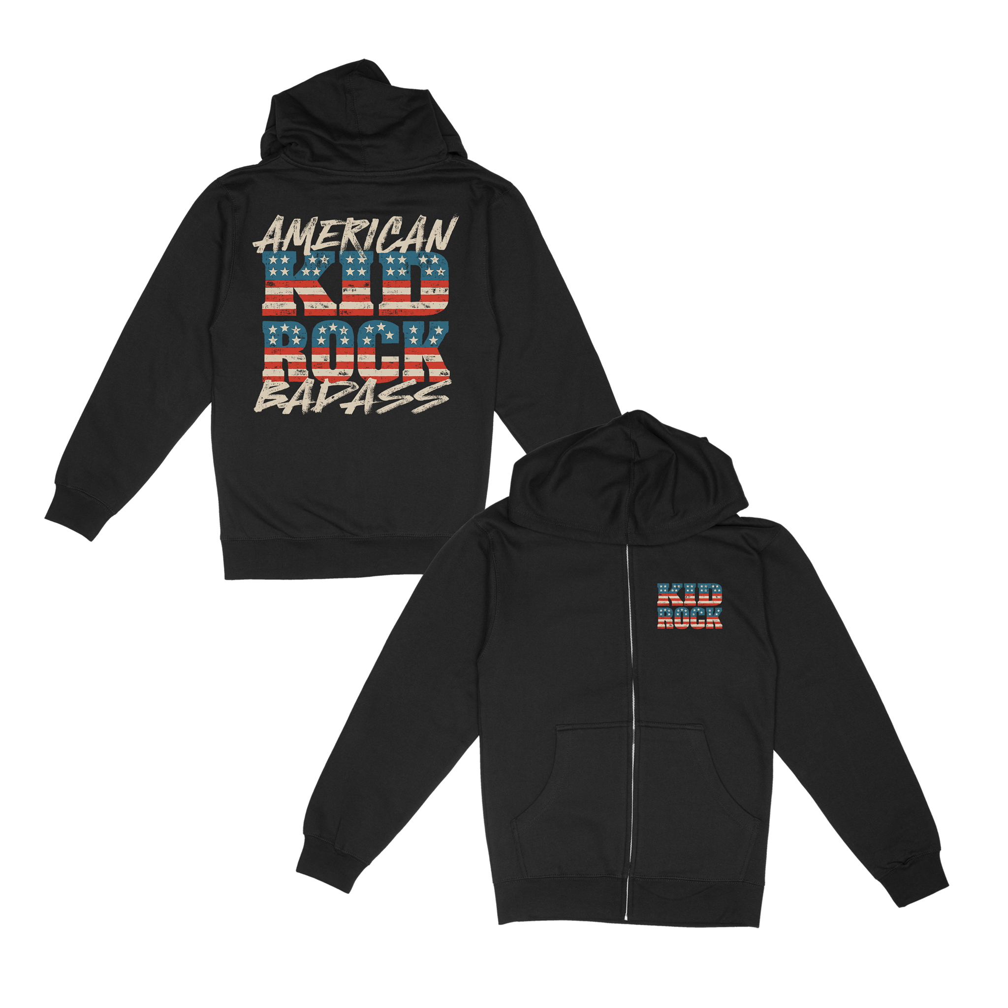 Flag Blocks Black Zip Hoodie – Kid Rock Store