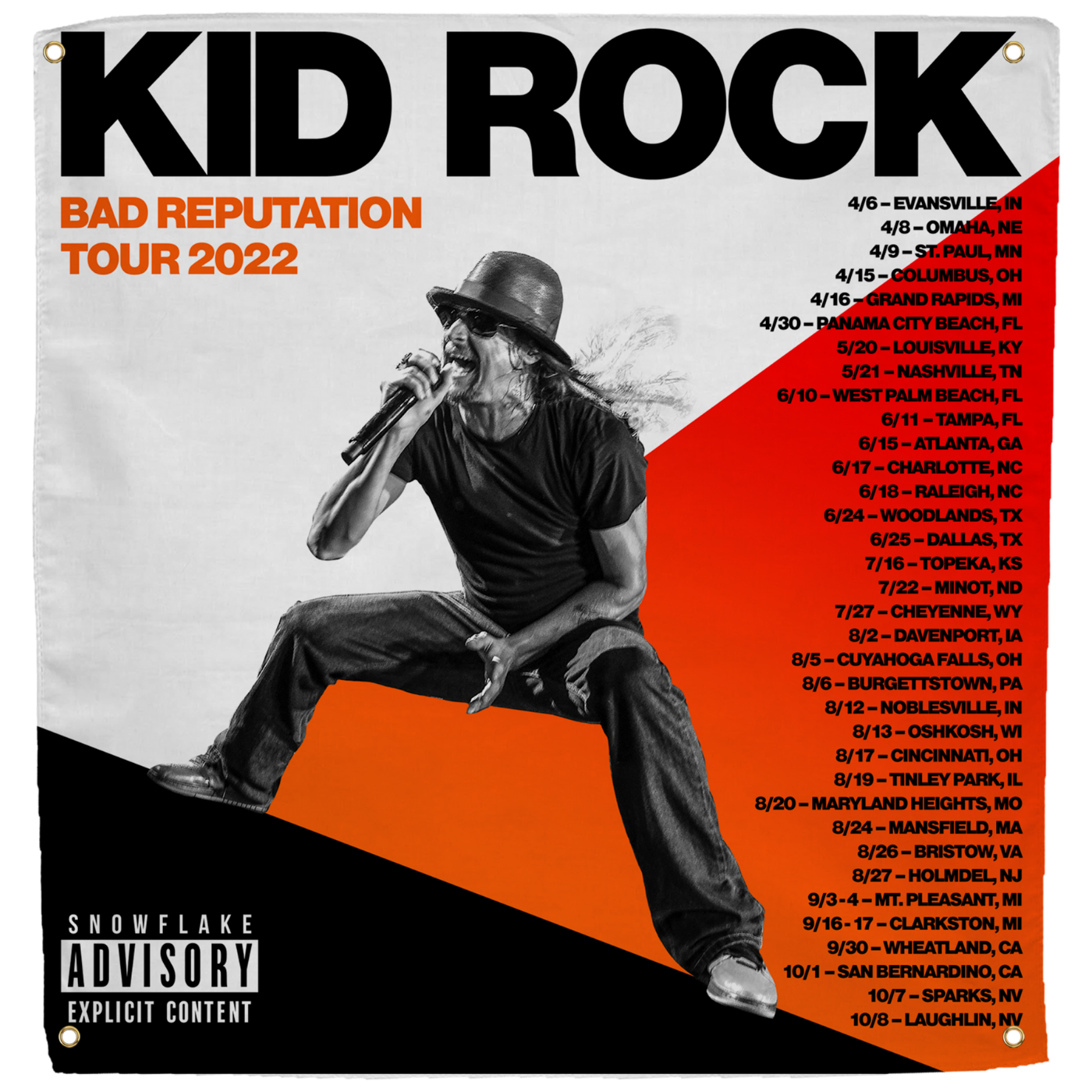 Bad Reputation 2022 Tour Wall Flag Kid Rock Store